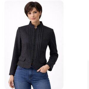 Hinge Coat Long Sleeve Short Waisted Wool Jacket Charcoal Gray Size xs